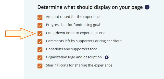 How do I add or hide the countdown timer on my fundraiser 1.jpg
