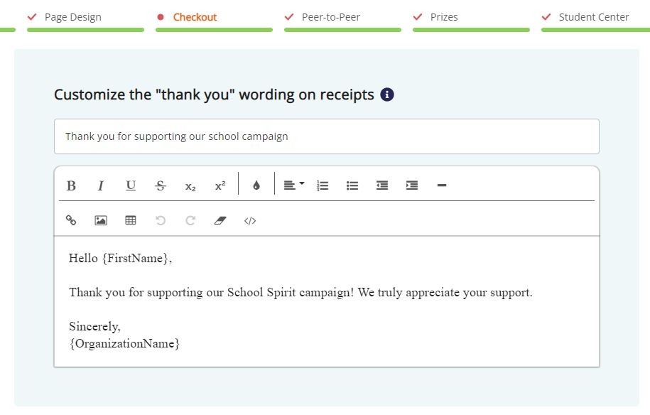 How do I customize the thank-you note to donors 1.jpg
