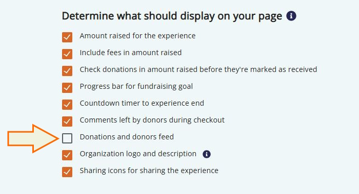 How do I hide the list of donors and donations on my fundraising page.jpg