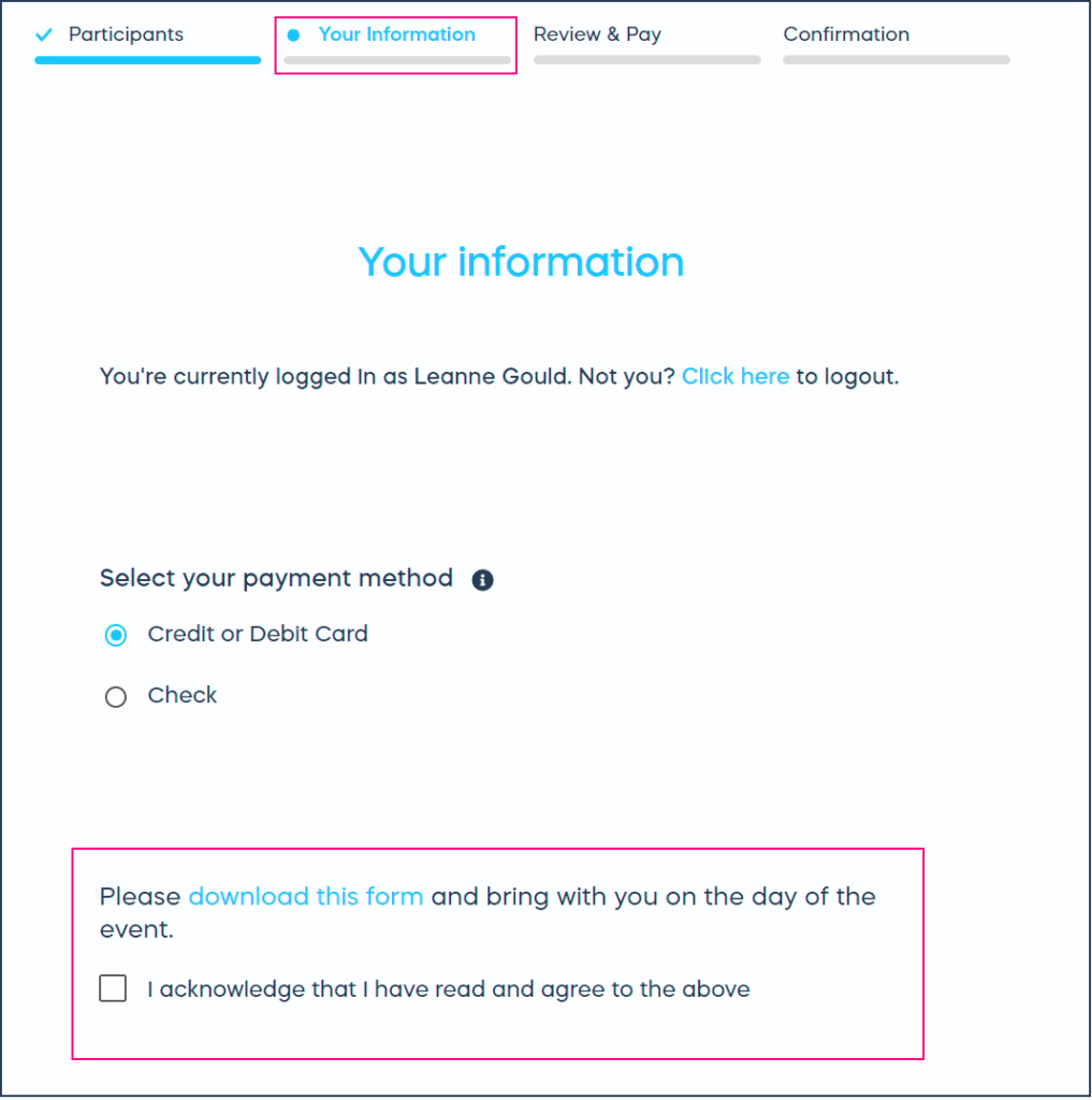How can I include a waiver or forms for people participating in my event 2.png